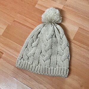 Cream Light Beige Cable Knit Beanie